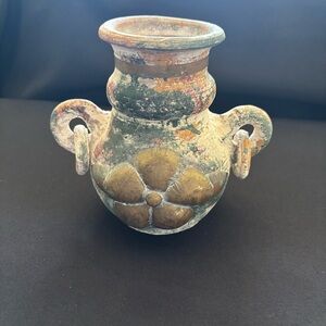 Vintage Handmade Terracotta Pottery with brass accents